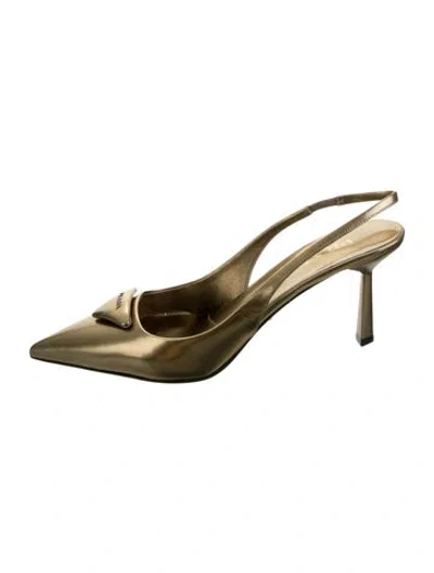 Pre-owned Prada Patent Leather Slingback Pumps In Gold/metallic