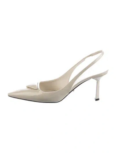 Pre-owned Prada Patent Leather Slingback Pumps In Neutral