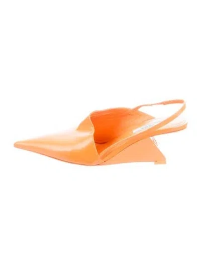 Pre-owned Prada Patent Leather Slingback Pumps In Orange