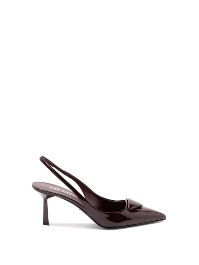 Prada Patent Leather Slingback Pumps In Pink