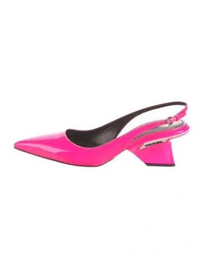 Pre-owned Prada Patent Leather Slingback Pumps In Pink