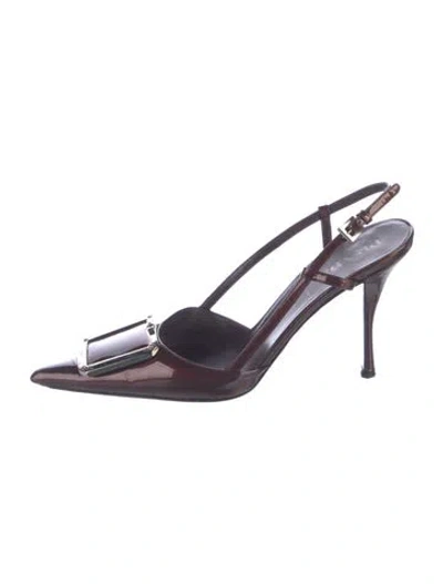 Pre-owned Prada Patent Leather Slingback Pumps In Purple