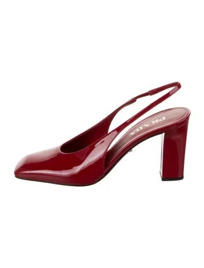 Pre-owned Prada Patent Leather Slingback Pumps In Red