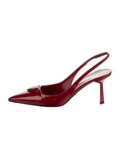 Pre-owned Prada Patent Leather Slingback Pumps In Red
