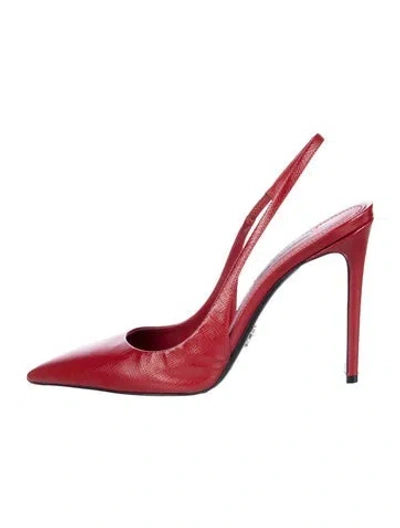 Pre-owned Prada Patent Leather Slingback Pumps In Red