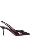 Prada Patent Leather Slingback Pumps Shoes In Burgundy