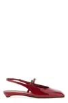 Prada Patent Leather Slingback Flats In Red