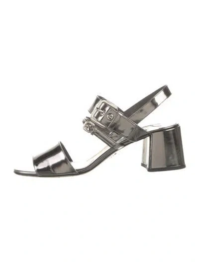Pre-owned Prada Patent Leather Slingback Sandals
