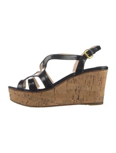Pre-owned Prada Patent Leather Slingback Sandals