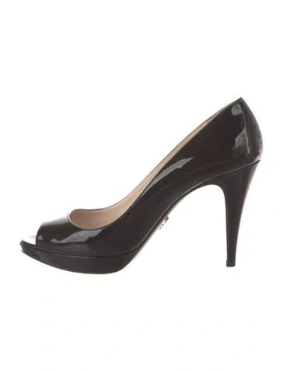 Pre-owned Prada Patent Leather Slingback Sandals In Brown