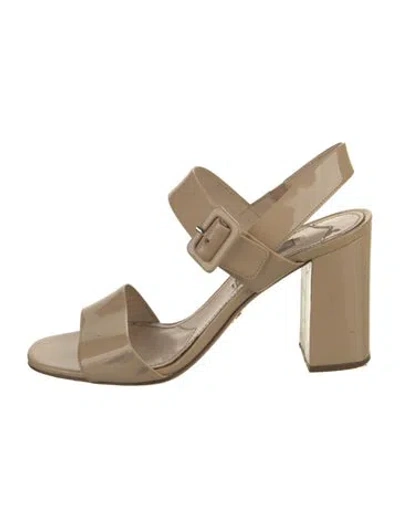 Pre-owned Prada Patent Leather Slingback Sandals In Neutral