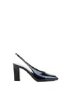 Prada Block Heel Patent Finish Pointed Toe Ballerina Shoes In Black