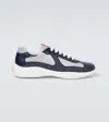 Prada Chunky Black Sneakers With Textured Panels In Blue