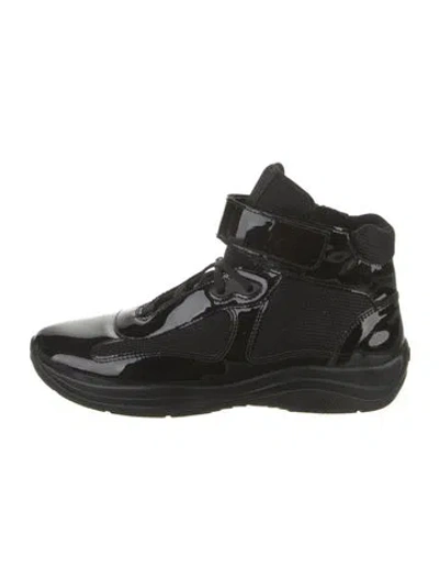 Pre-owned Prada Patent Leather Sneakers In Black