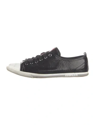 Pre-owned Prada Patent Leather Sneakers In Black