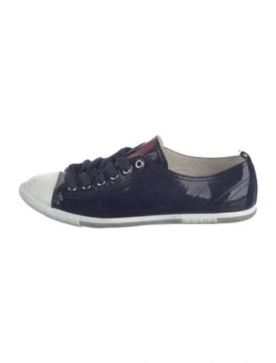 Pre-owned Prada Patent Leather Sneakers In Blue