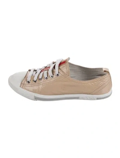 Pre-owned Prada Patent Leather Sneakers In Neutral