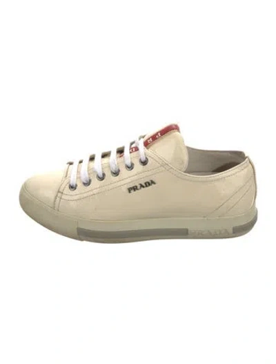 Pre-owned Prada Patent Leather Sneakers In Neutral