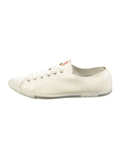 Pre-owned Prada Patent Leather Sneakers In Neutral