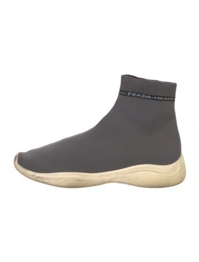 Pre-owned Prada Patent Leather Sock Sneakers In Neutral