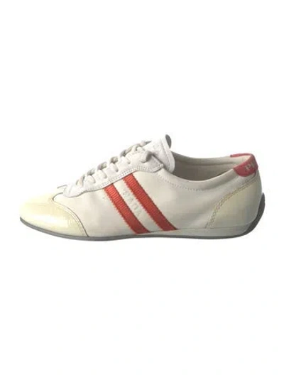 Pre-owned Prada Patent Leather Striped Sneakers In Multi