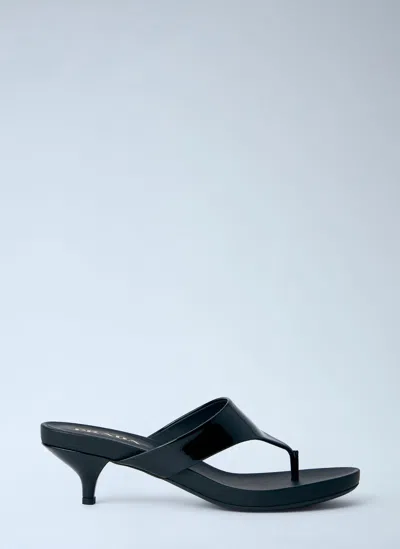 Prada Patent Leather Thong Sandals In Black