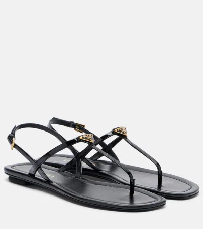 Prada Triangle Logo Patent Leather Thong Sandals In Multi