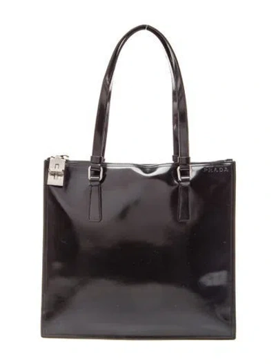 Pre-owned Prada Patent Leather Tote In Black
