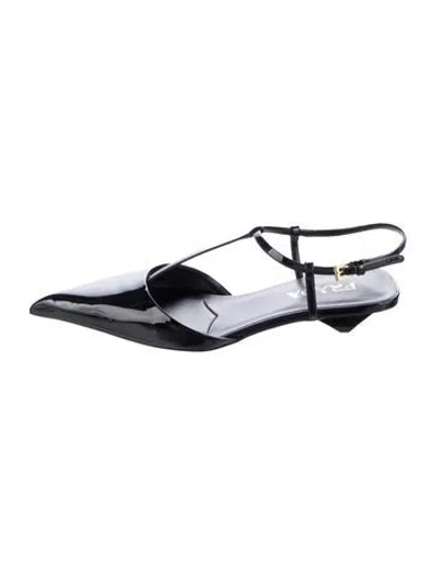 Pre-owned Prada Patent Leather T-strap Pumps In Black