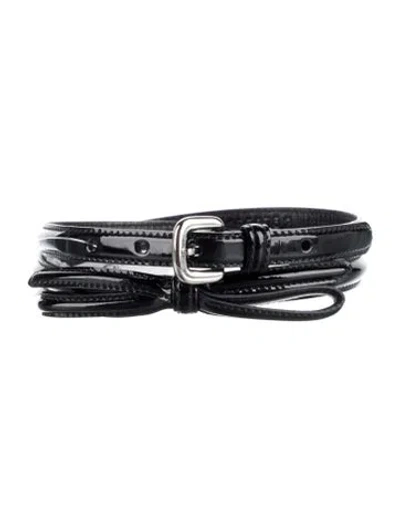Pre-owned Prada Patent Leather Waist Belt In Black