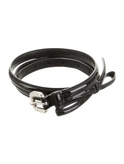 Pre-owned Prada Patent Leather Waist Belt In Black