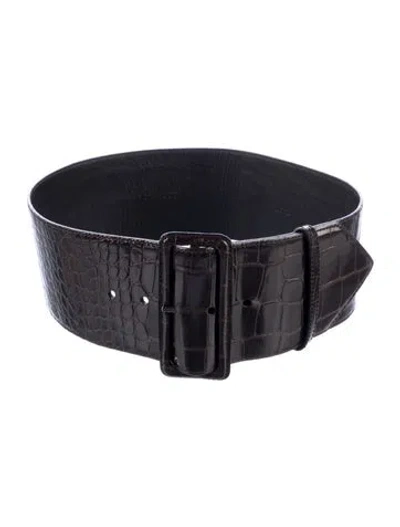 Pre-owned Prada Patent Leather Waist Belt In Black