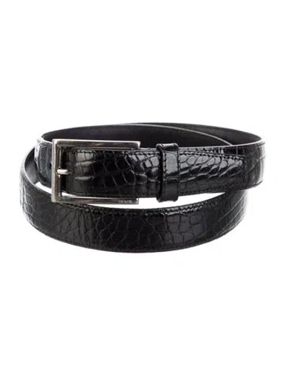 Pre-owned Prada Patent Leather Waist Belt In Black