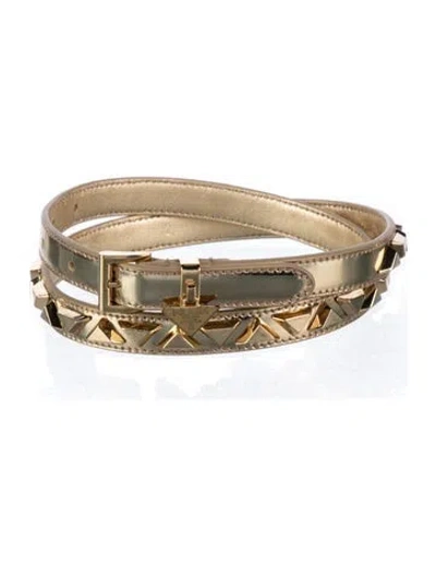 Pre-owned Prada Patent Leather Waist Belt In Gold