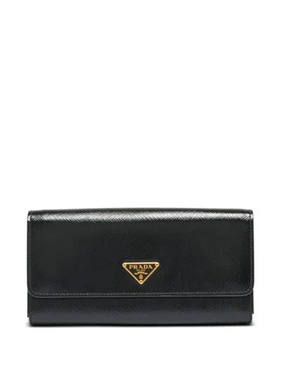 Pre-owned Prada Patent Leather Wallet In Black