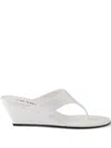 Prada Women's Patent Leather Thong Sandals In White