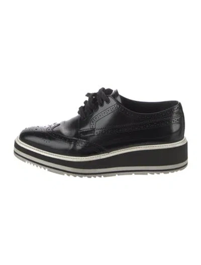 Pre-owned Prada Patent Leather Wedge Sneakers In Black
