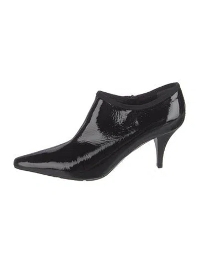 Pre-owned Prada Patent Leather Whipstitch Trim Boots In Black