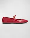 Prada Logo Patent Leather Ballet Flats In Cherry