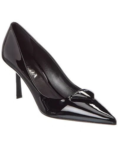 Prada Patent Pointy-toe Pump In Black