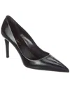 Prada Patent Saffiano Leather Pointy-toe Pump In Black