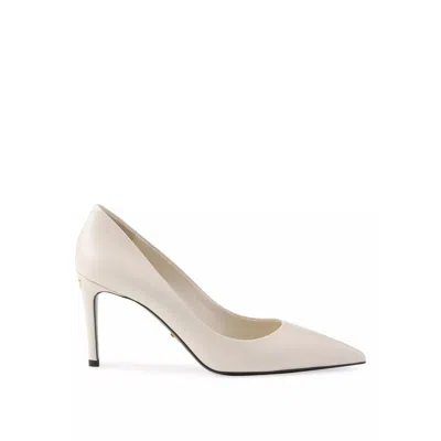 Prada Patent Saffiano Leather Pumps In Beige