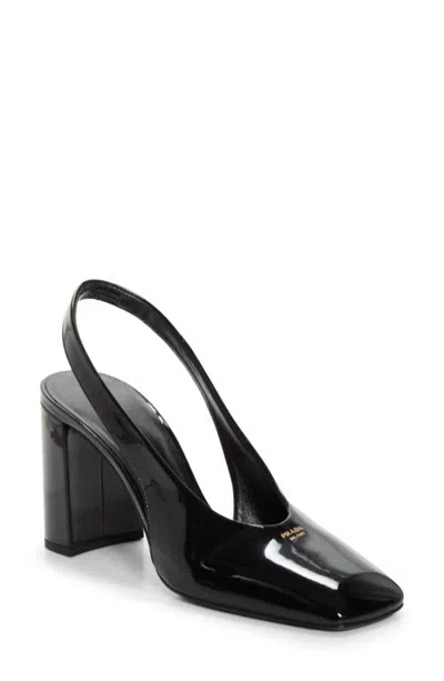 Prada Patent Slingback Pump In Black