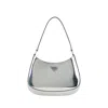 Prada Women Patented Leather Shoulder Bag In Silver