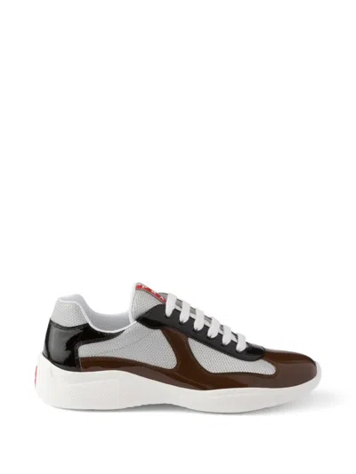 Prada Patent-leather And Technical-fabric America's Cup Sneakers In Black