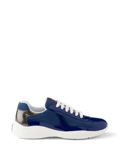 Prada Patent-leather And Technical-fabric America's Cup Sneakers In Blue