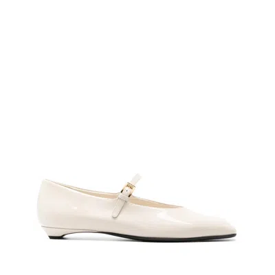 Prada Patent-leather Ballet Flats In Neutral