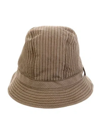 Pre-owned Prada Pattern Print Bucket Hat In Brown