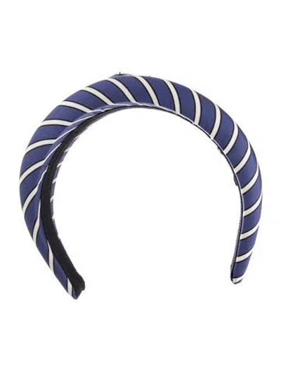 Pre-owned Prada Pattern Print Jumbo Headband In Blue