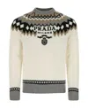 Prada Embroidered Pattern Cashmere Crewneck In Camel Brown